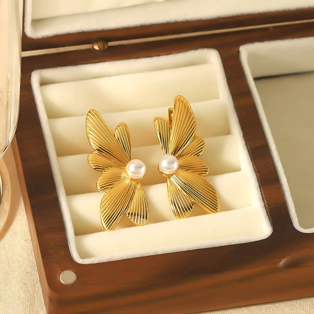 Wholesale Personality 304 Stainless Steel Women Earrings Golden Irregular Oval Earrings Valentine's Day Gift Jewelry